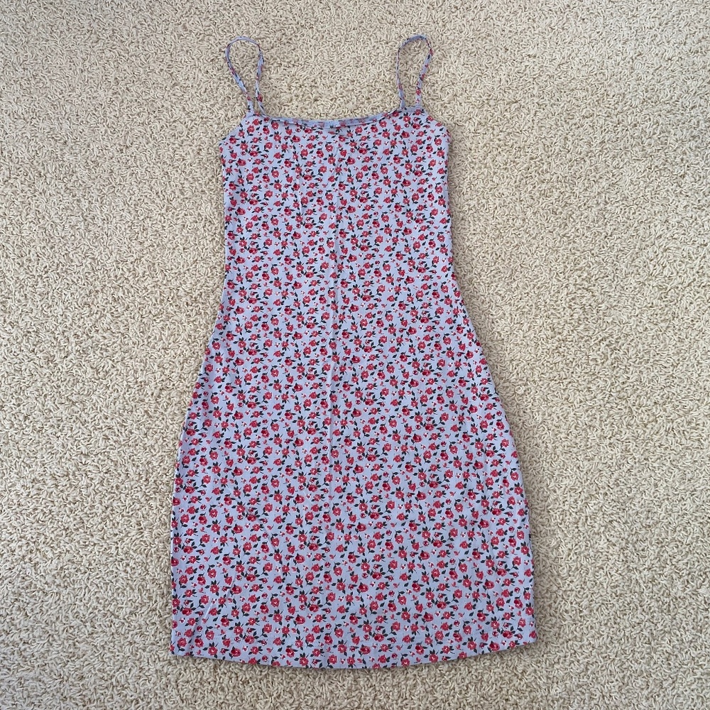 Pink and Blue Floral Bodycon Dress